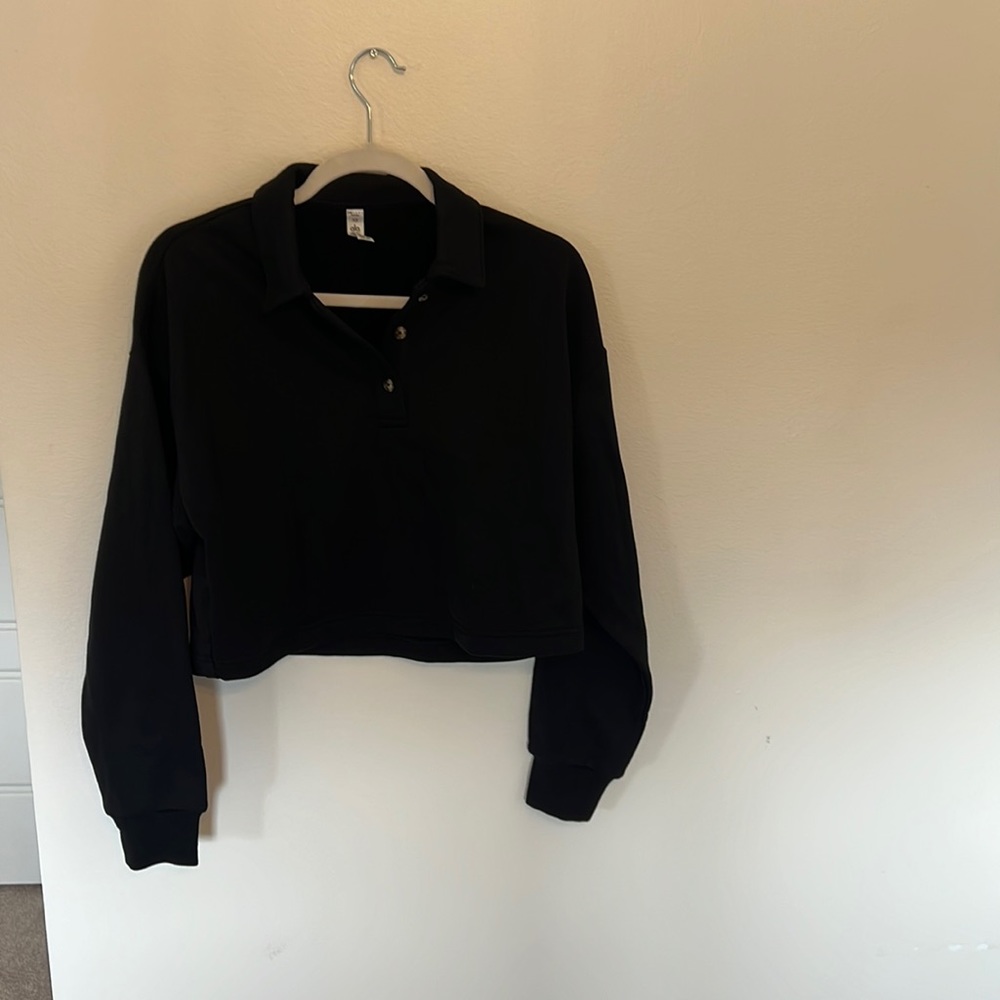 Alo black polo Henley pullover